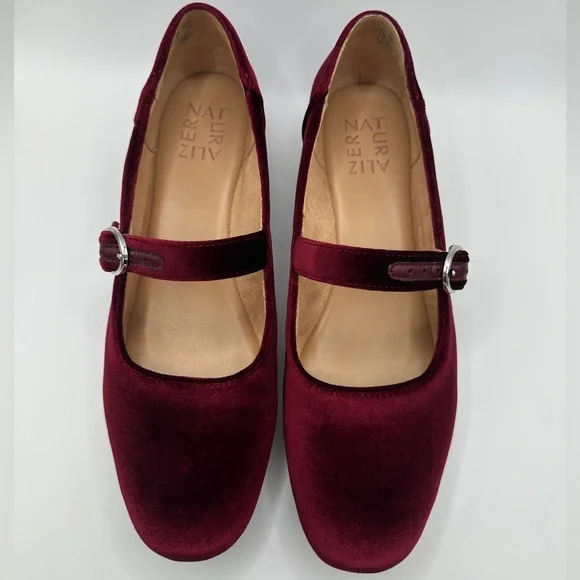 Naturalizer Kelly Velvet Mary Jane Flats in Cabernet Sauvignon - Picture 1 of 13